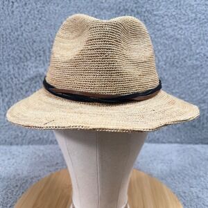 Goorin Bros Straw Haze Fedora Hat Mens M Tan Natural Braided Band 100% Raffia